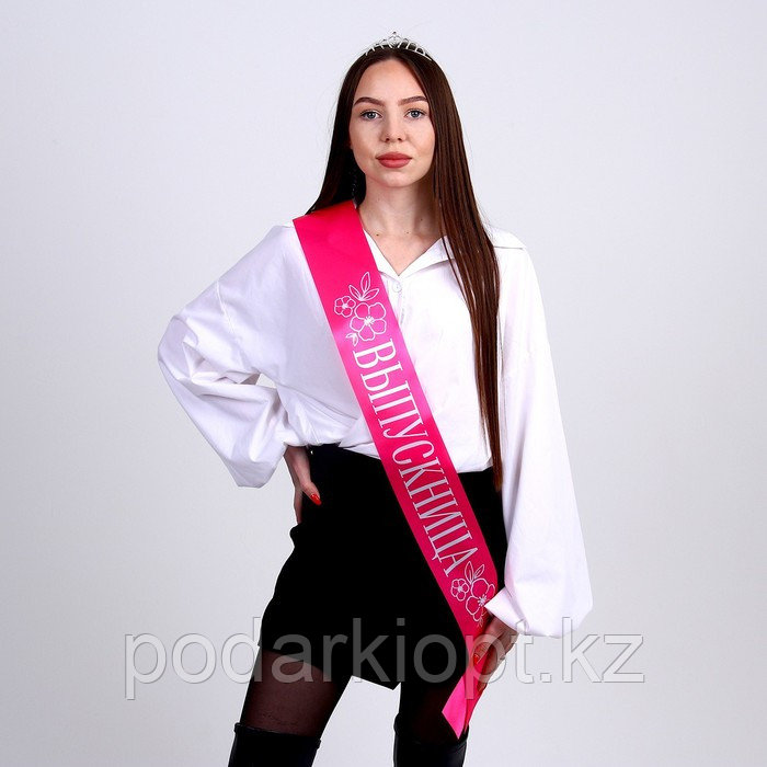 Карнавальный набор «Принцесса выпускного», 2 предмета: лента розовая + булавка, диадема - фото 5 - id-p116272666