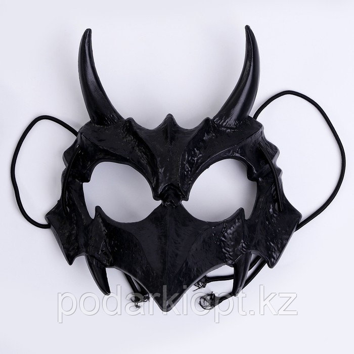 Карнавальный набор: бандана в полоску, маска с рогами чёрная, термонаклейка - фото 2 - id-p116273330