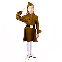 Карнавальный костюм военного: платье,дл. рук,пилотка,ремень,габардин,п/э,р-р42р.158-164