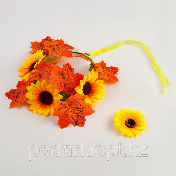 Карнавальный набор «Осенние цветы»: венок с подсолнухами и брошь - фото 6 - id-p116277560