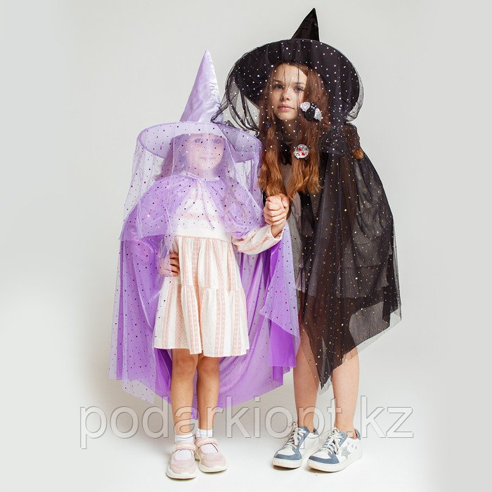 Карнавальный набор «Модная ведьмочка»: шляпа, плащ, заколки 3 шт. - фото 10 - id-p116276731