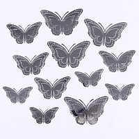 Набор для украшения «Бабочки», 12 штук, цвет серебро