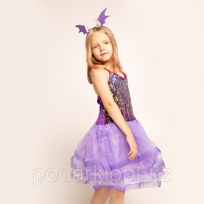 Карнавальный набор «Дракончик»: фиолетовое платье, ободок - фото 8 - id-p116275826
