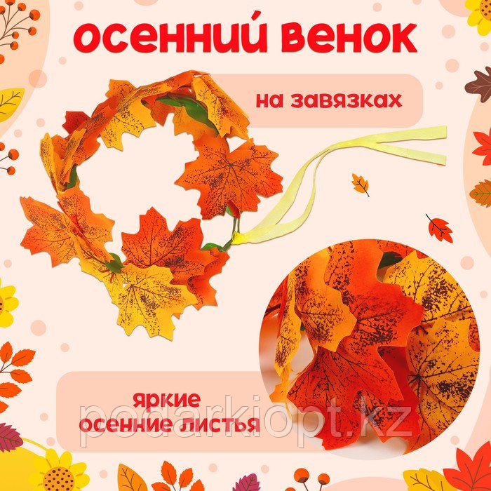 Карнавальный набор «Осенние цветы»: венок из листьев и брошь - фото 2 - id-p116277596