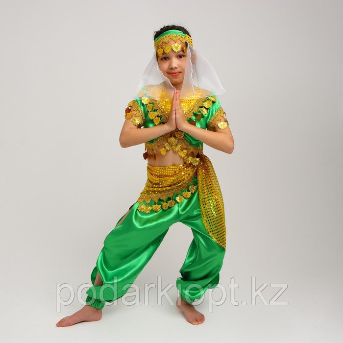 Карнавальный костюм «Восточная красавица. Азиза», цвет зелёно-жёлтый, рост 110-116 см - фото 2 - id-p116275885