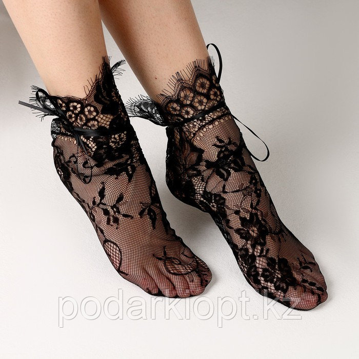 Карнавальный аксессуар- носки, цвет черный, кружево - фото 1 - id-p116278584