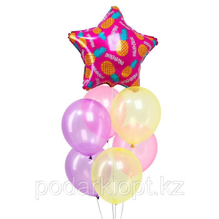 Букет из воздушных шаров «Поздравляю, ананасы» набор 7 шт. - фото 2 - id-p116278601