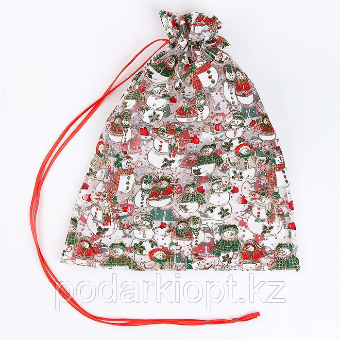 Мешок подарочный «Пара снеговиков», р. 45 × 35 см, органза - фото 1 - id-p116275996