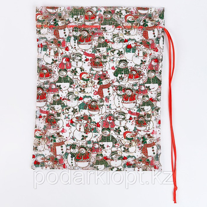Мешок подарочный «Пара снеговиков», р. 45 × 35 см, органза - фото 2 - id-p116275996