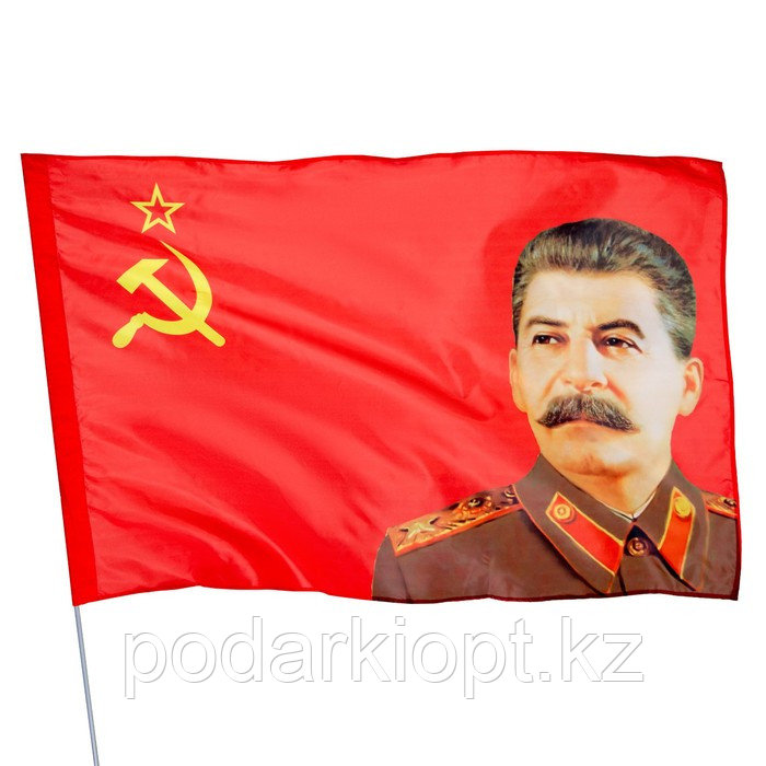 Флаг СССР с портретом Сталина, 90 х 135 см, полиэфирный шёлк, без древка - фото 2 - id-p116277755