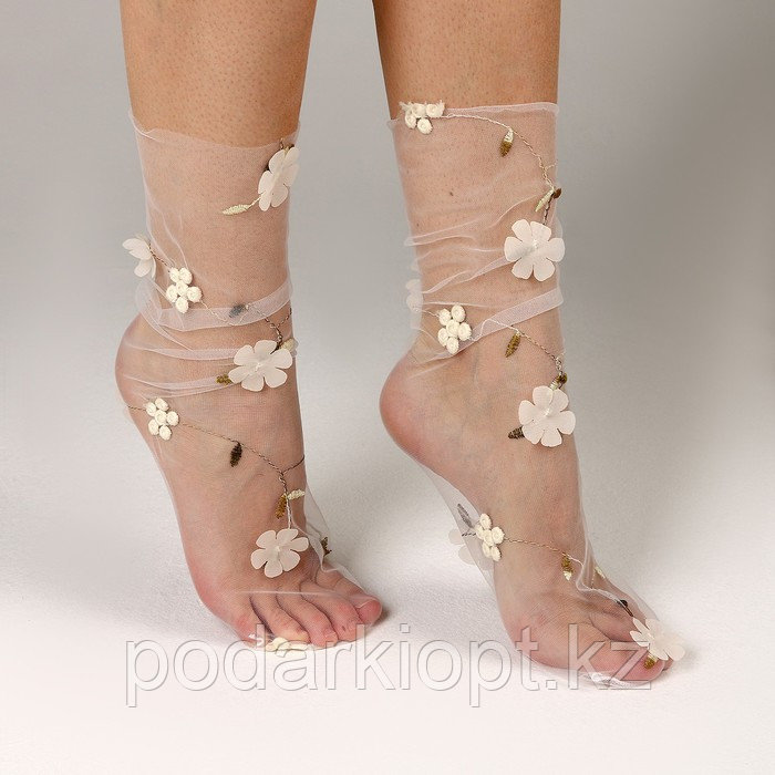 Карнавальный аксессуар- носки, цвет белый, цветы - фото 2 - id-p116278675