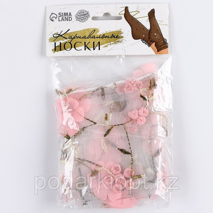Карнавальный аксессуар- носки, цвет белый, цветы розовые - фото 7 - id-p116278754