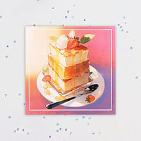 Мини-открытка "Ягодное пирожное" 7,5х7,5 см