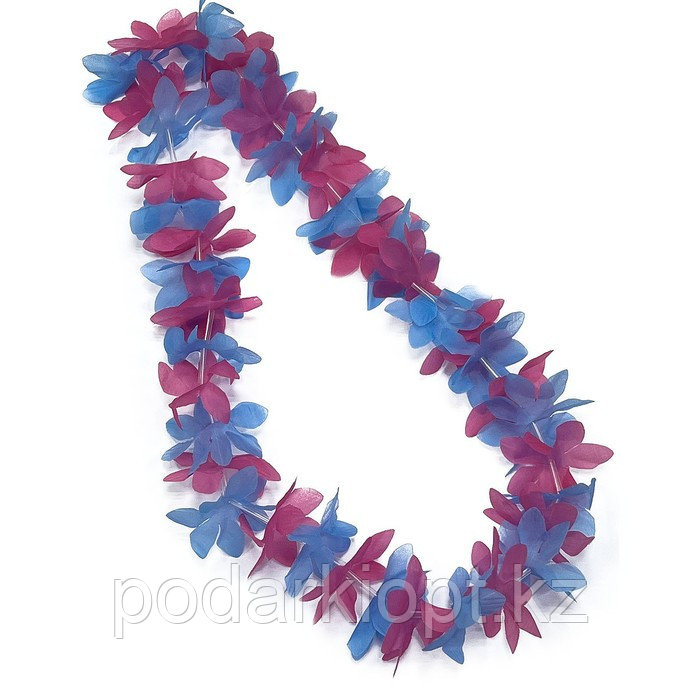 Гавайское ожерелье «Яркие цветы», цвет розово-голубой - фото 2 - id-p116276261