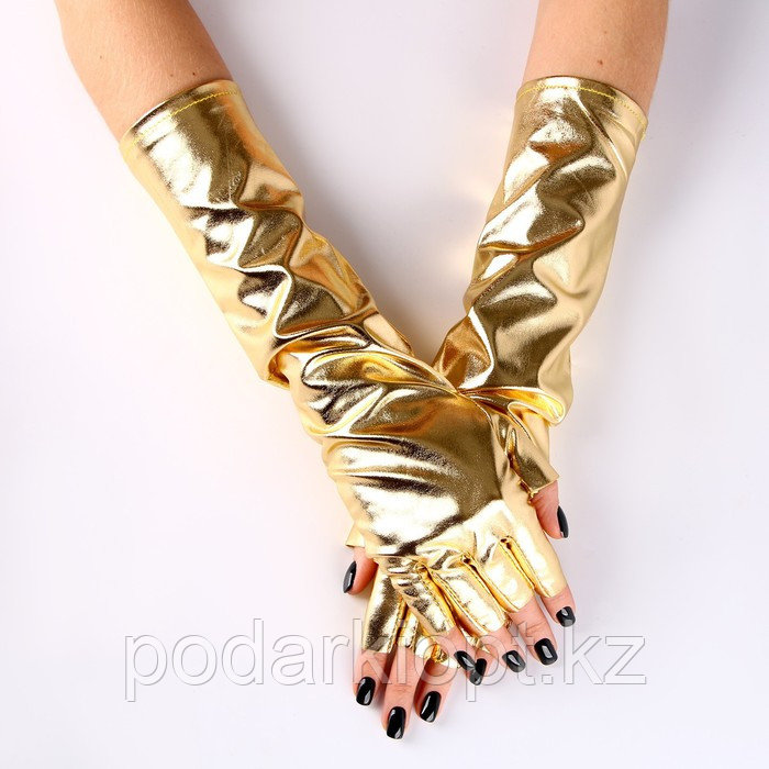 Карнавальный аксессуар-перчатки без пальцев, цвет золото - фото 2 - id-p116278080