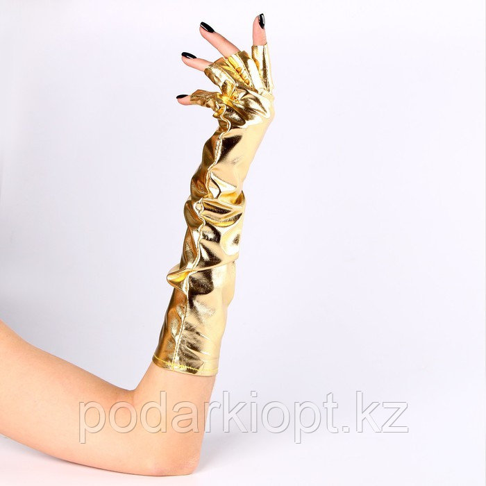 Карнавальный аксессуар-перчатки без пальцев, цвет золото - фото 3 - id-p116278080