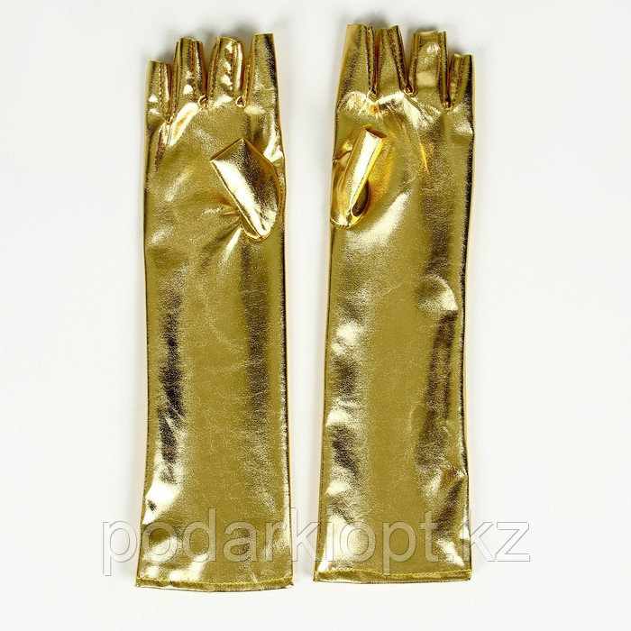 Карнавальный аксессуар-перчатки без пальцев, цвет золото - фото 4 - id-p116278080