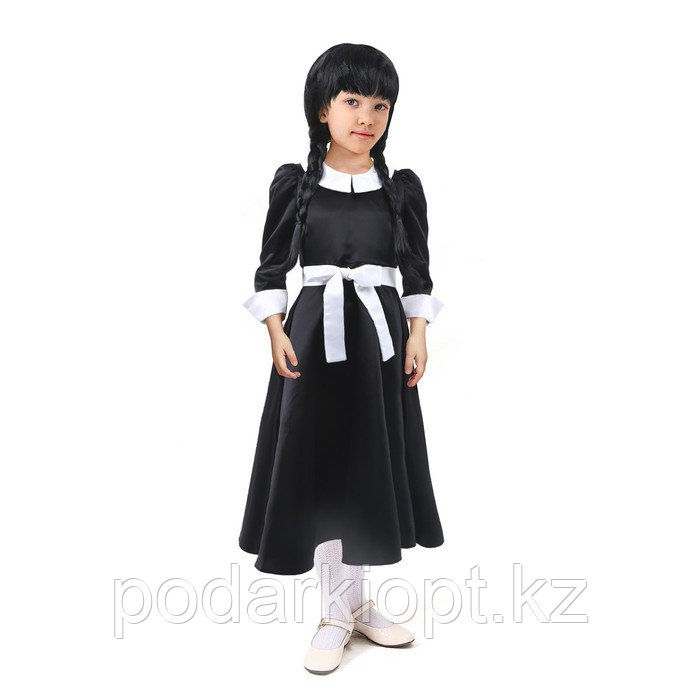 Карнавальное черное платье с белым воротником,атлас,п/э,р-р44,р164 - фото 1 - id-p116279663