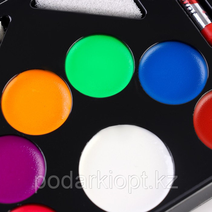 Грим для лица и тела, 7 цветов + 4 карандаша + 2 аппликатора + 2 губки - фото 6 - id-p116279670
