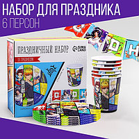 Набор бумажной посуды «Аниме»: 6 тарелок, 1 гирлянда, 6 стаканов