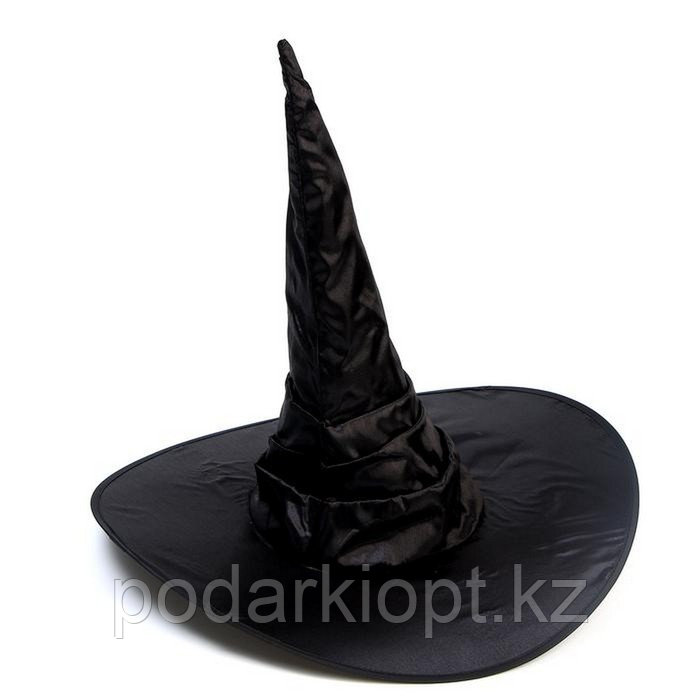 Шляпа «Ведьмочка» драпированная, блестящая, чёрная - фото 1 - id-p116277309