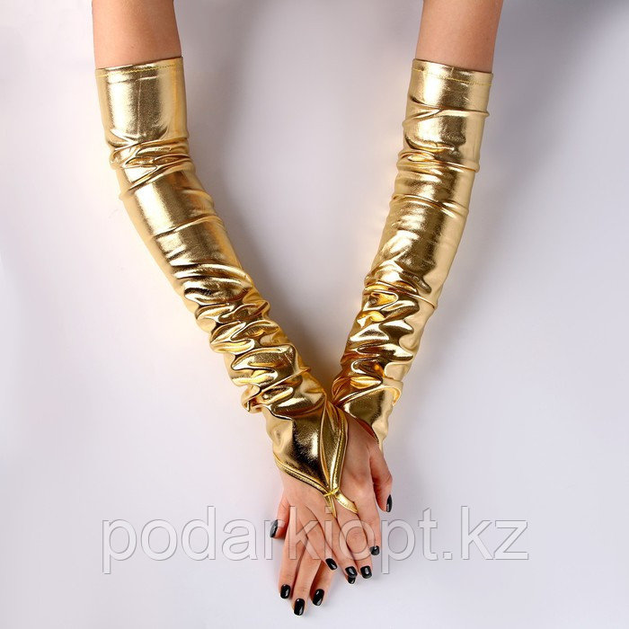 Карнавальный аксессуар перчатки-нарукавники, цвет золото - фото 2 - id-p116278201