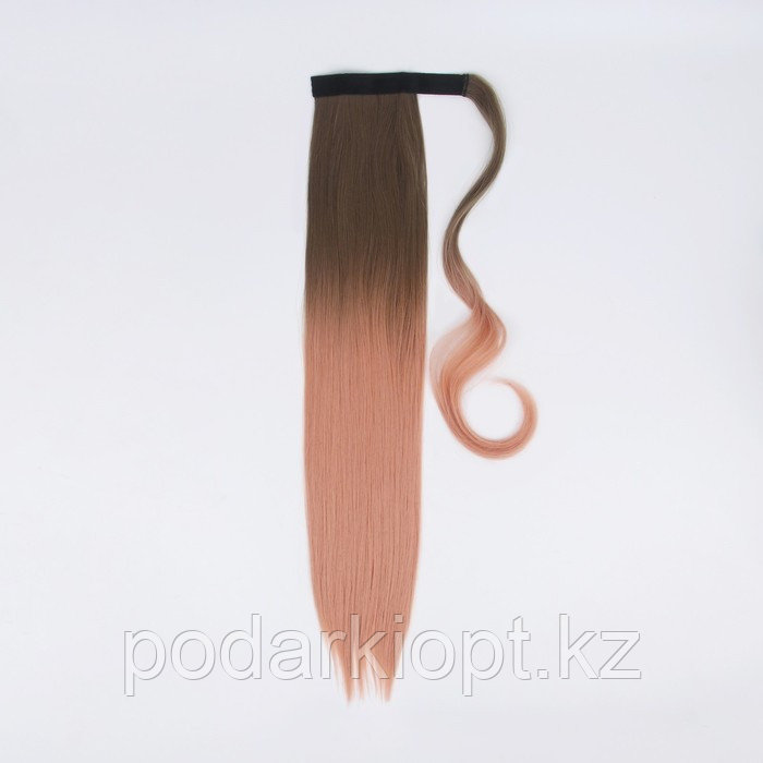 Хвост накладной, прямой волос, на резинке, 60 см, 100 гр, цвет омбре русый/пепельно-розовый - фото 8 - id-p116278233