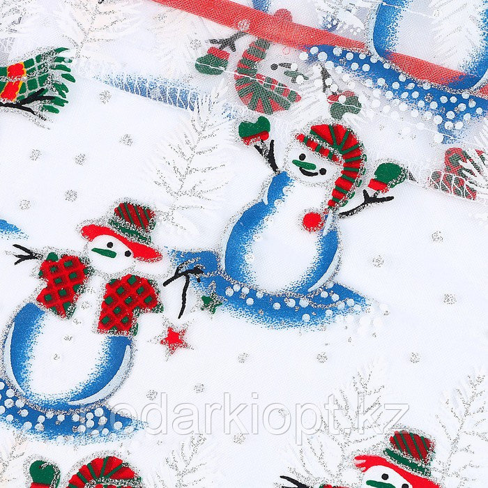 Мешок подарочный «Снеговики на лыжах», р. 45 × 35 см, органза - фото 4 - id-p116276497