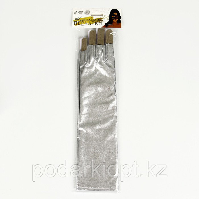 Карнавальный аксессуар-перчатки без пальцев, цвет серебро - фото 4 - id-p116278282