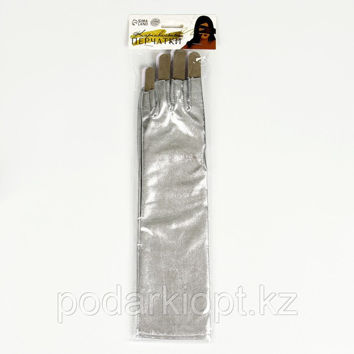 Карнавальный аксессуар-перчатки без пальцев, цвет серебро - фото 5 - id-p116278282