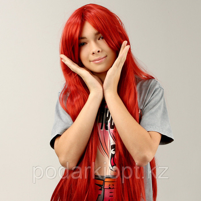 Карнавальный парик «Аниме» цвет красный, длинный - фото 3 - id-p116279888