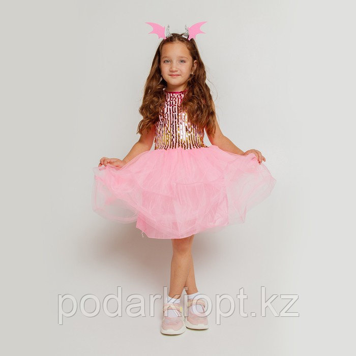 Карнавальный набор «Дракончик»: розовое платье, ободок - фото 5 - id-p116275730
