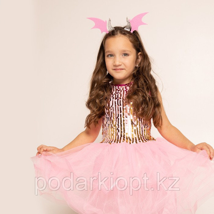 Карнавальный набор «Дракончик»: розовое платье, ободок - фото 6 - id-p116275730
