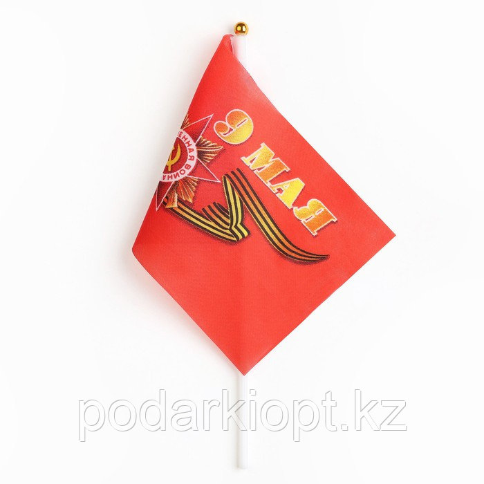 Флаг 9 Мая, 14 х 21 см, полиэфирный шелк, с древком - фото 2 - id-p116291356
