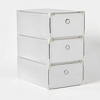 Коробка для хранения обуви выдвижная Доляна Large size, 21×33,5×12 см, 3 шт, цвет белый