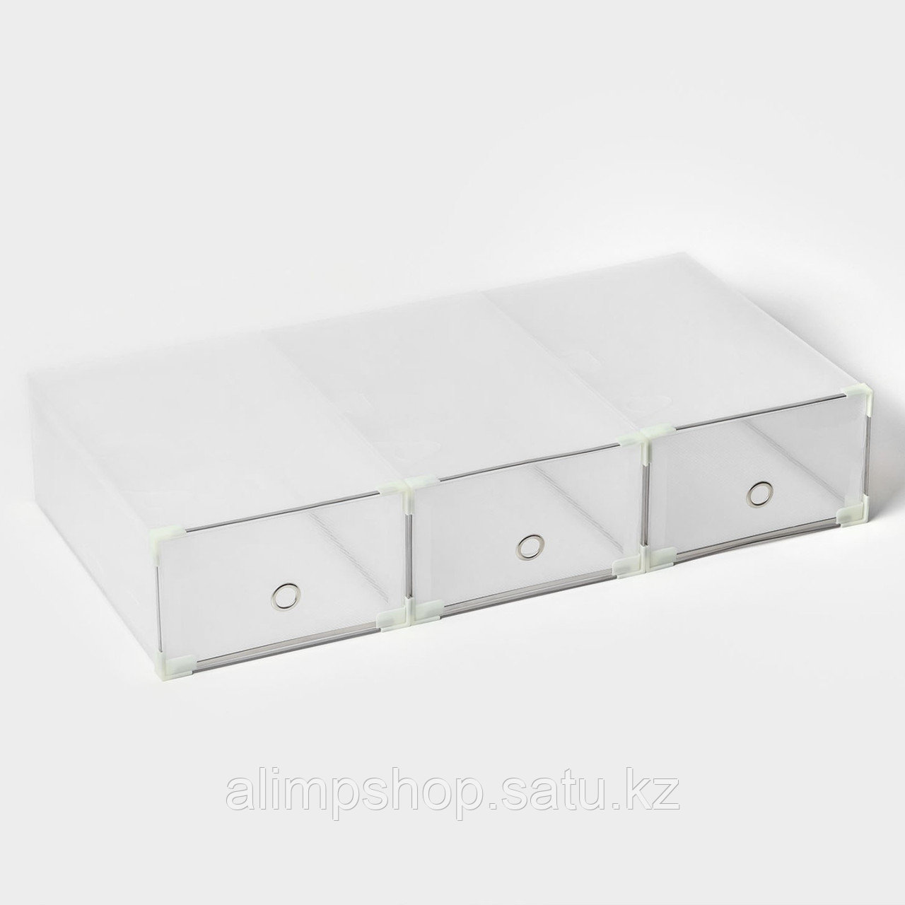 Коробка для хранения обуви выдвижная Доляна Large size, 21×33,5×12 см, 3 шт, цвет белый - фото 3 - id-p116293013