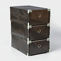 Коробка для хранения обуви выдвижная Доляна Large size, 22×34×13 см, 3 шт, цвет черный
