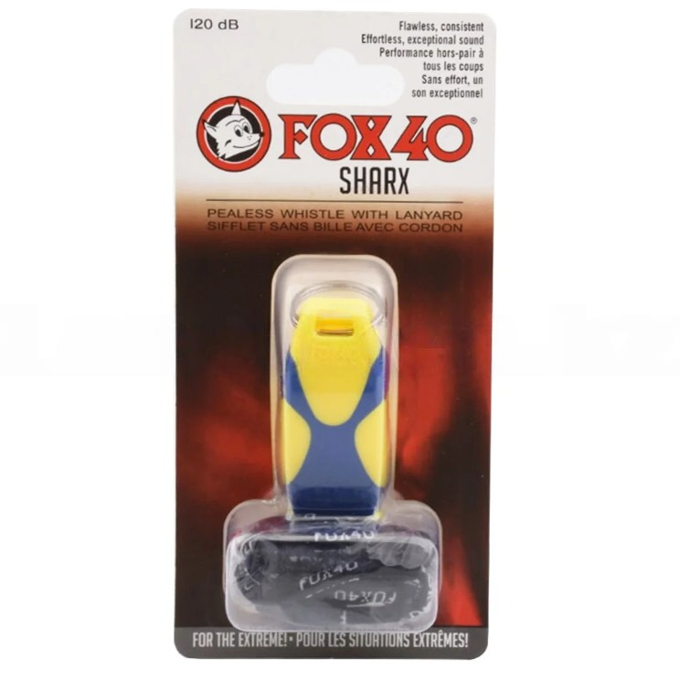 Свисток спортивный на веревке Fox 40 Sharx желто-синяя - фото 1 - id-p108126026