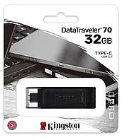 USB-накопитель, Kingston, DT70/32GB, 32GB, USB Type-C, Чёрный