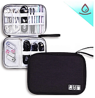 Органайзер дорожный для электронных аксессуаров и проводов непромокаемый Тravel 25х18,5х2 см черный