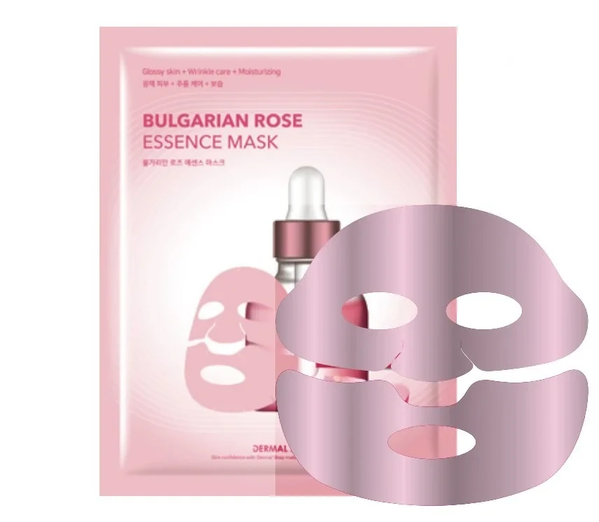 DERMAL Маска для лица фольгированная КОЛЛАГЕН и БОЛГАРСКАЯ РОЗА Bulgarian Rose Essence Mask Rose Gold Foil 10ш - фото 1 - id-p116298092
