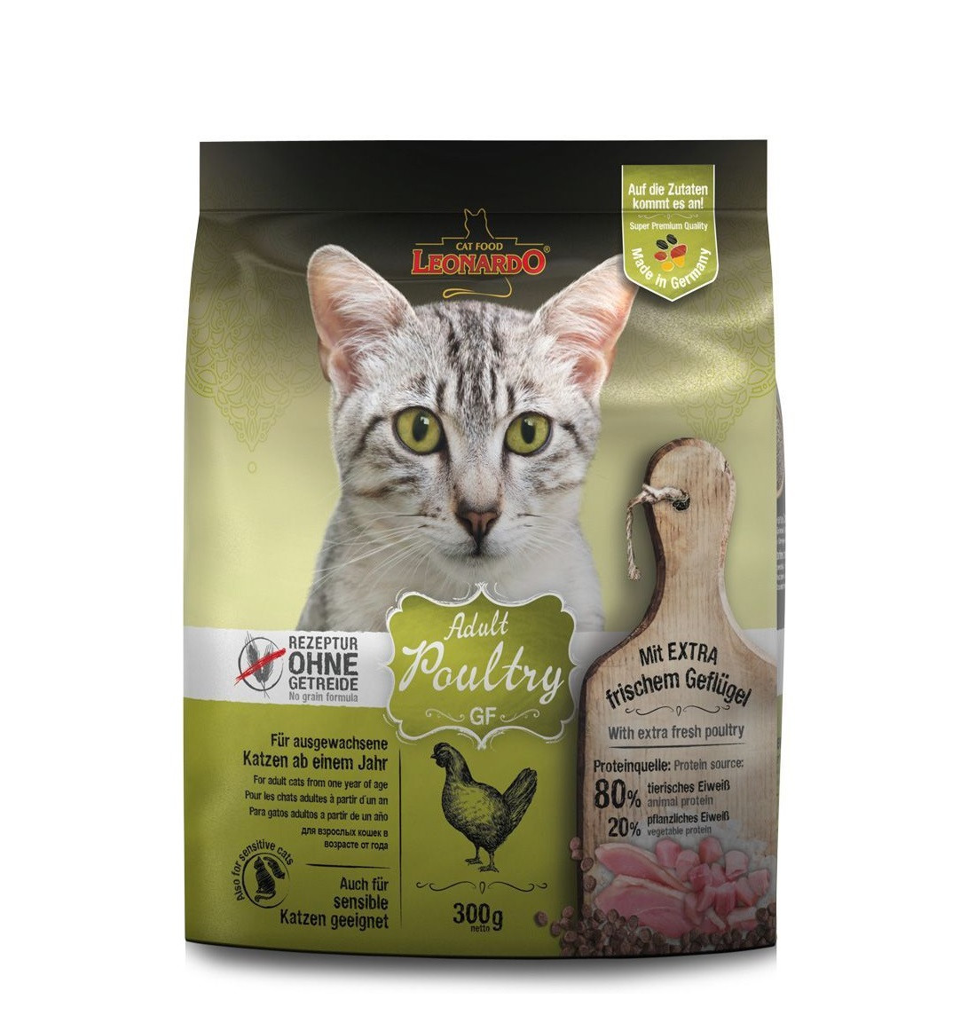 Leonardo Adult GF Poultry 300 гр беззерновой корм для взрослых кошек на курице - фото 1 - id-p116298258