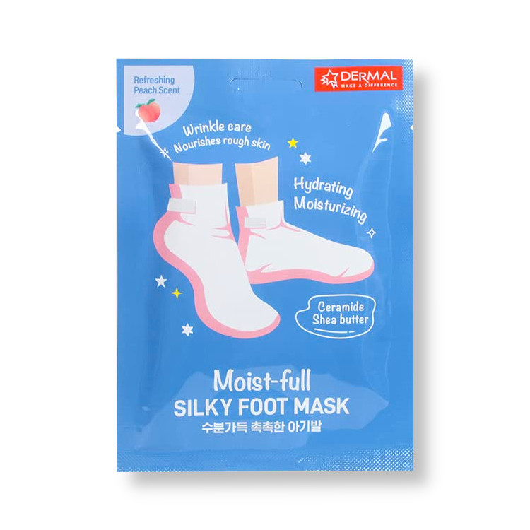 Увлажняющие шелковистые носки для ног с коллагеновой эссенцией DERMAL Moistfull Silky Foot Mask 5шт - фото 1 - id-p116298270