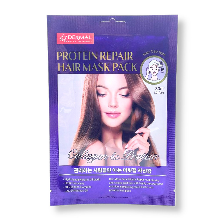 Dermal PROTEIN REPAIR HAIR MASK PACK Восстанавливающая маска для волос с коллагеном (5шт), фото 1