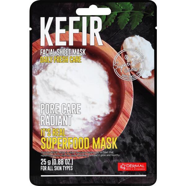 Тканевая маска с кефиром Dermal It's Real Superfood Mask Kefir 10шт - фото 1 - id-p116298439
