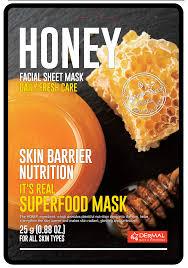 Тканевая маска It's Real Superfood Mask с экстрактом меда DERMAL It's Real Superfood Mask HONEY 10шт - фото 1 - id-p116298621