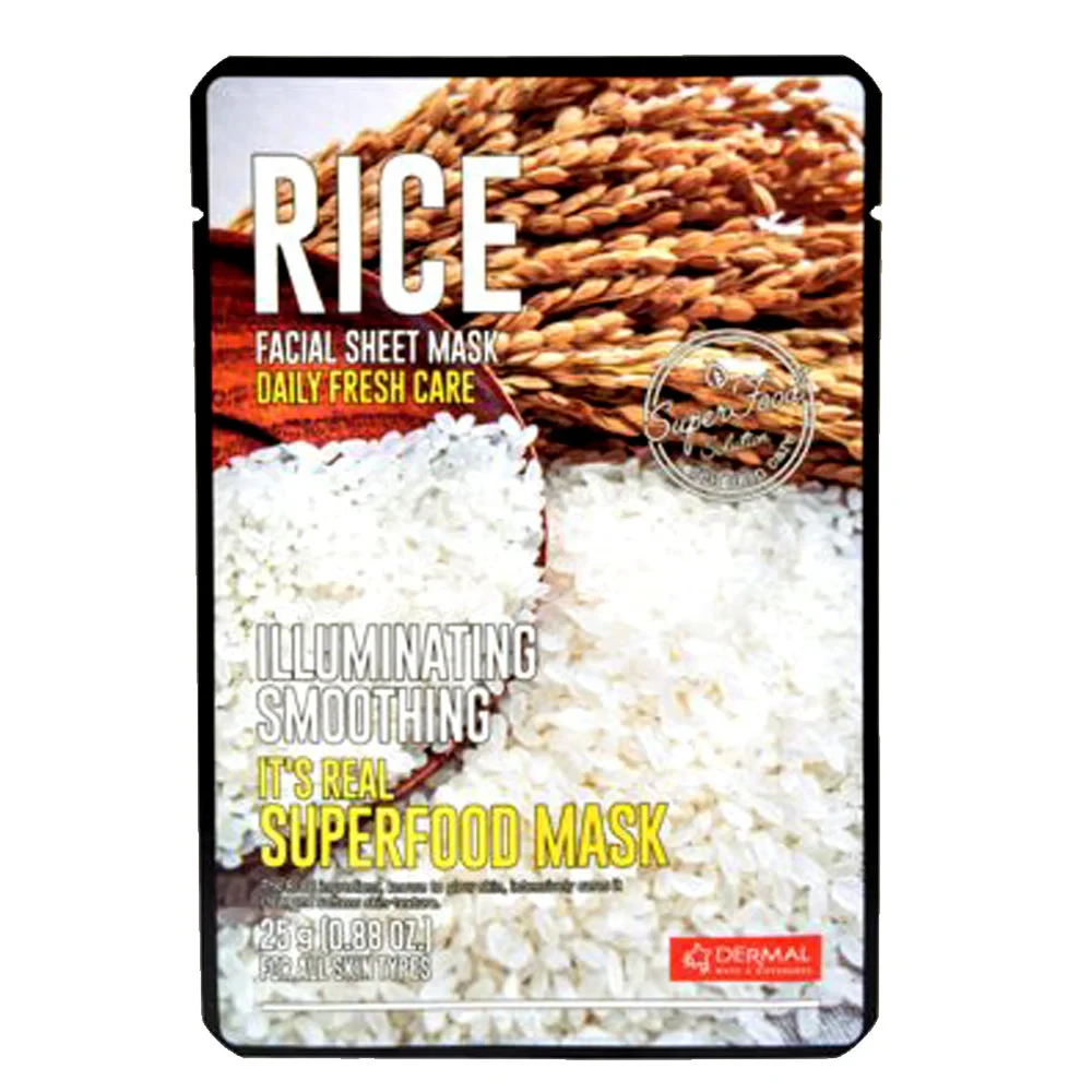 Тканевая маска It's Real Superfood Mask с экстрактом риса DERMAL It's Real Superfood Mask RICE 10шт