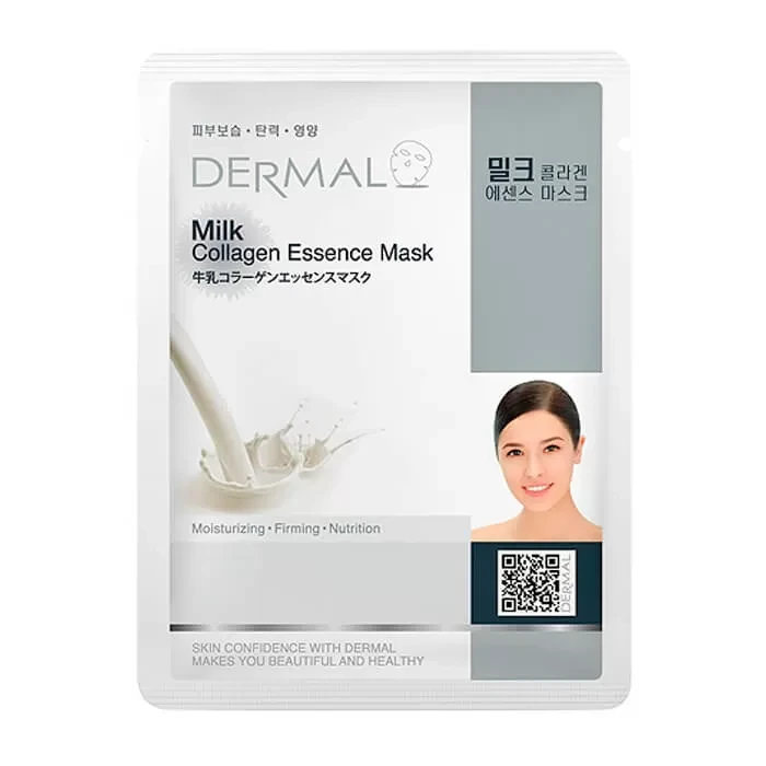 Осветляющая Тканевая маска Dermal Milk Collagen Essence Mask с молочными протеинами 10шт - фото 1 - id-p116298739