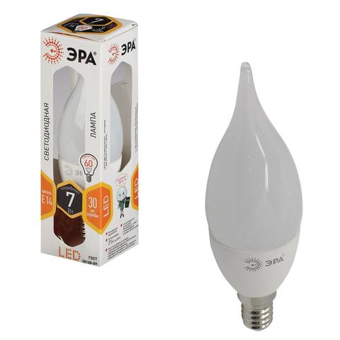 Лампа светодиодная ЭРА, 7 (60) Вт, цоколь E14, "свеча на ветру", теплый белый свет, 30000 ч. - фото 1 - id-p116299546