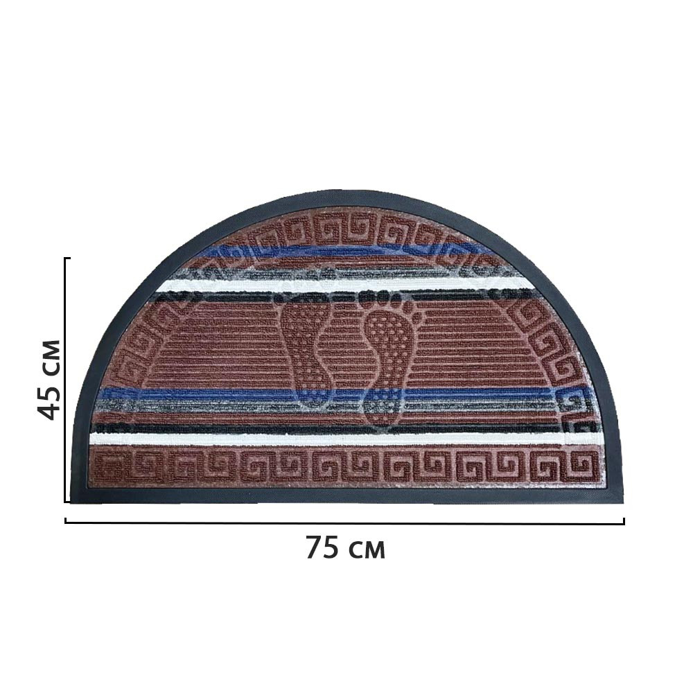 Грязезащитный придверный коврик полу круг 75*45 см бордовая в белую полоску - фото 2 - id-p116299819